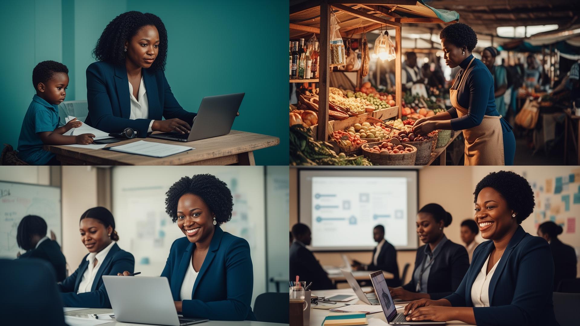 Diverse African mothers working, learning and leading